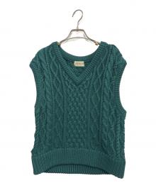 FORSOMEONE（フォーサムワン）の古着「ARAN KNIT VEST」｜グリーン