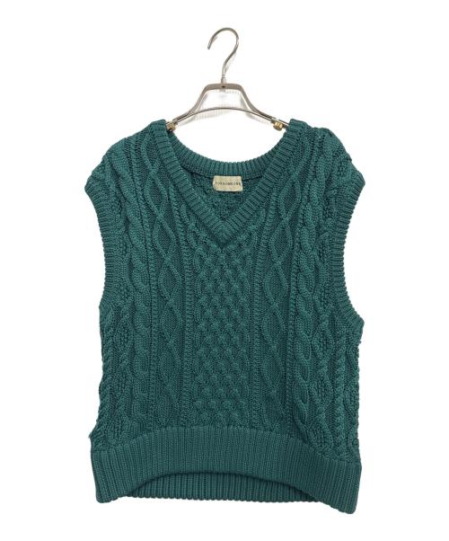 FORSOMEONE（フォーサムワン）FORSOMEONE (フォーサムワン) ARAN KNIT VEST グリーン サイズ:48の古着・服飾アイテム