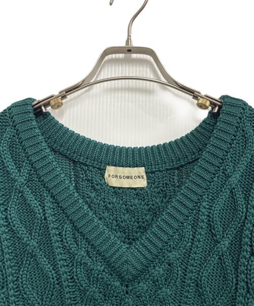 FORSOMEONE（フォーサムワン）FORSOMEONE (フォーサムワン) ARAN KNIT VEST グリーン サイズ:48の古着・服飾アイテム