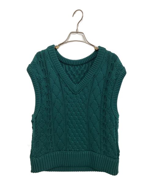 FORSOMEONE（フォーサムワン）FORSOMEONE (フォーサムワン) ARAN KNIT VEST グリーン サイズ:48の古着・服飾アイテム