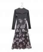 MERCURY DUOマーキュリーデュオ）の古着「フラワードッキングロングスリーブワンピース」｜グレー