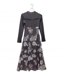 MERCURY DUO（マーキュリーデュオ）の古着「フラワードッキングロングスリーブワンピース」｜グレー