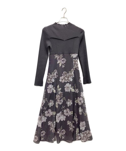 MERCURY DUO（マーキュリーデュオ）MERCURY DUO (マーキュリーデュオ) フラワードッキングロングスリーブワンピース グレー サイズ:Mの古着・服飾アイテム