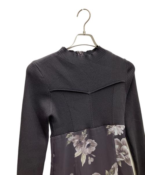 MERCURY DUO（マーキュリーデュオ）MERCURY DUO (マーキュリーデュオ) フラワードッキングロングスリーブワンピース グレー サイズ:Mの古着・服飾アイテム