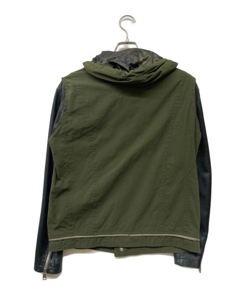 GIORGIO BRATO（ジョルジョブラッド）GIORGIO BRATO (ジョルジョブラッド) 袖レザー切り替えフードブルゾン カーキ サイズ:44の古着・服飾アイテム