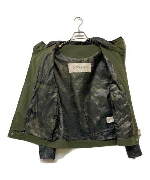 GIORGIO BRATO（ジョルジョブラッド）GIORGIO BRATO (ジョルジョブラッド) 袖レザー切り替えフードブルゾン カーキ サイズ:44の古着・服飾アイテム