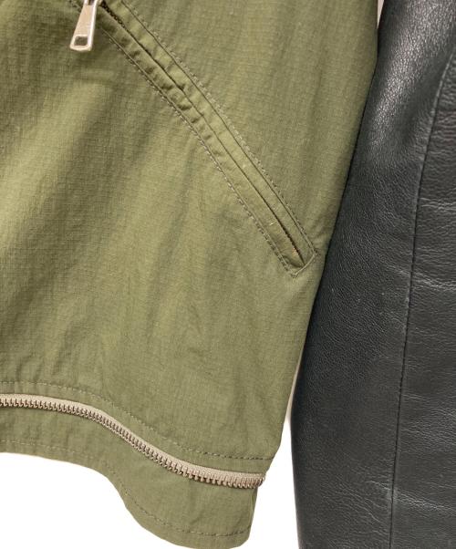 GIORGIO BRATO（ジョルジョブラッド）GIORGIO BRATO (ジョルジョブラッド) 袖レザー切り替えフードブルゾン カーキ サイズ:44の古着・服飾アイテム