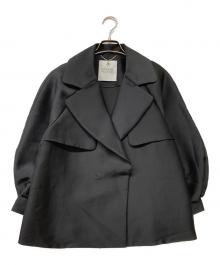 Loulou Willoughby（ルルウィルビー）の古着「シルキーダブルクロスショートトレンチ」｜ブラック