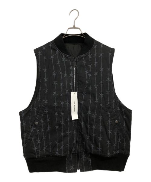 MADE IN STANDARD（メイドインスタンダード）MADE IN STANDARD (メイドインスタンダード) 2WAY PRINTED MA1 VEST ブラック サイズ:Mの古着・服飾アイテム