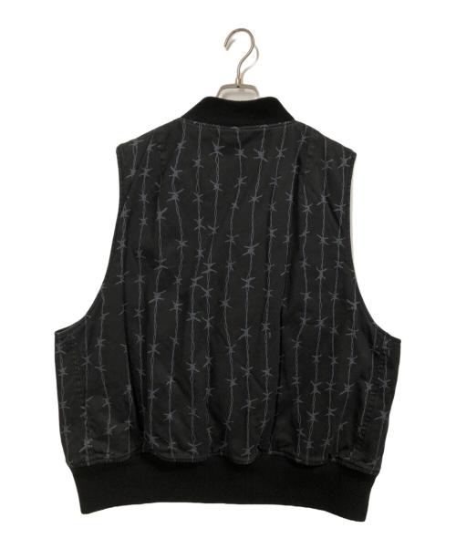 MADE IN STANDARD（メイドインスタンダード）MADE IN STANDARD (メイドインスタンダード) 2WAY PRINTED MA1 VEST ブラック サイズ:Mの古着・服飾アイテム