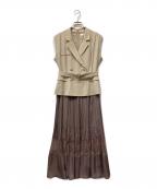 HER LIP TOハーリップトゥ）の古着「Meurice Pleated Lace Dress」｜ベージュ
