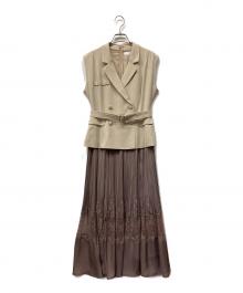 HER LIP TO（ハーリップトゥ）の古着「Meurice Pleated Lace Dress」｜ベージュ