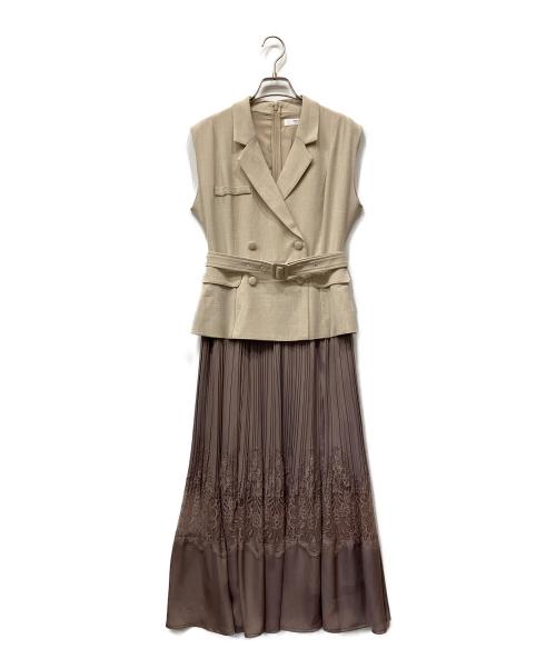 HER LIP TO（ハーリップトゥ）Her lip to (ハーリップトゥ) Meurice Pleated Lace Dress ベージュ サイズ:Mの古着・服飾アイテム