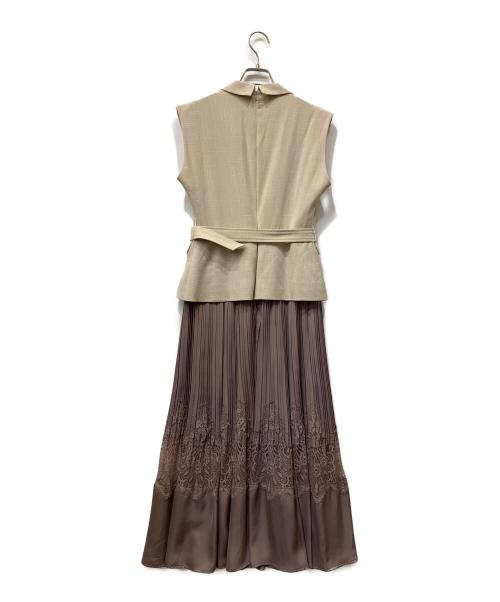 HER LIP TO（ハーリップトゥ）Her lip to (ハーリップトゥ) Meurice Pleated Lace Dress ベージュ サイズ:Mの古着・服飾アイテム
