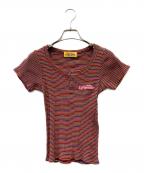 Hysteric Glamourヒステリックグラマー）の古着「WRAPPED HEART LOGO刺繍 チビTシャツ」｜レッド