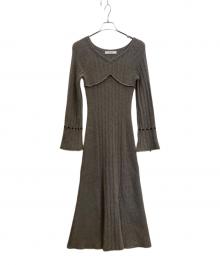 HER LIP TO（ハーリップトゥ）の古着「Back Lace-Up Knit Dress」｜グレー