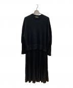Curensologyカレンソロジー）の古着「プリーツドッキングワンピース」｜ブラック