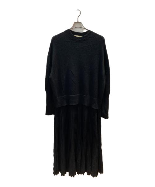 Curensology（カレンソロジー）Curensology (カレンソロジー) プリーツドッキングワンピース ブラック サイズ:Fの古着・服飾アイテム