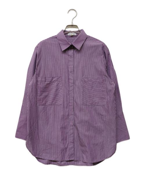 NARA CAMICIE（ナラカミーチェ）NARA CAMICIE (ナラカミーチェ) 先染めストライプビッグシルエット長袖シャツ パープルの古着・服飾アイテム
