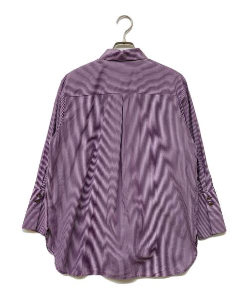 NARA CAMICIE（ナラカミーチェ）NARA CAMICIE (ナラカミーチェ) 先染めストライプビッグシルエット長袖シャツ パープルの古着・服飾アイテム