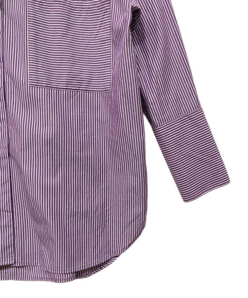 NARA CAMICIE（ナラカミーチェ）NARA CAMICIE (ナラカミーチェ) 先染めストライプビッグシルエット長袖シャツ パープルの古着・服飾アイテム