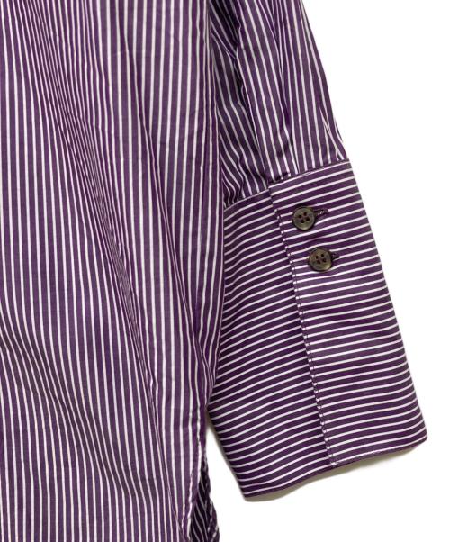 NARA CAMICIE（ナラカミーチェ）NARA CAMICIE (ナラカミーチェ) 先染めストライプビッグシルエット長袖シャツ パープルの古着・服飾アイテム
