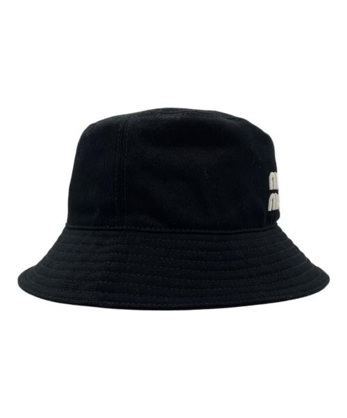 MIU MIU（ミュウミュウ）MIU MIU (ミュウミュウ) ドリルバケットハット ブラック サイズ:58の古着・服飾アイテム