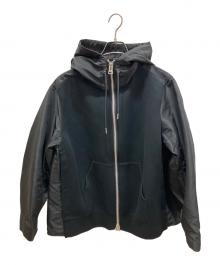 sacai（サカイ）の古着「Nylon Twill x Sponge Sweat Hoodie」｜ブラック