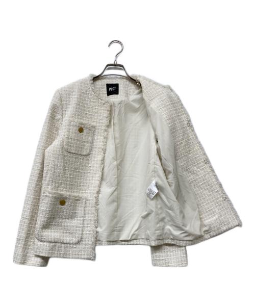 PLST（プラステ）PLST (プラステ) ツイードジャケット ホワイト サイズ:Mの古着・服飾アイテム
