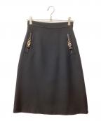 GUCCIグッチ）の古着「インターロッキングシルクウールスカート」｜ブラック