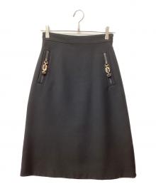 GUCCI（グッチ）の古着「インターロッキングシルクウールスカート」｜ブラック