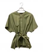 TOMORROW LAND collectionトゥモローランドコレクション）の古着「コットンギャバジン ベルテッドシャツ」｜カーキ