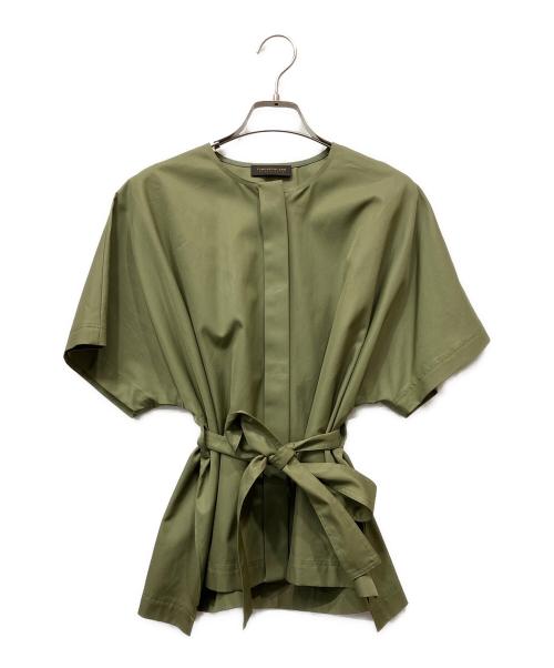 TOMORROW LAND collection（トゥモローランドコレクション）TOMORROW LAND collection (トゥモローランドコレクション) コットンギャバジン ベルテッドシャツ カーキ サイズ:36の古着・服飾アイテム
