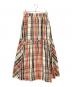 CADUNE（カデュネ）の古着「ギャザーチェックロングスカート」｜ベージュ×オレンジ