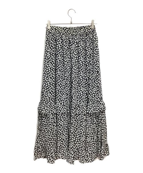 CADUNE（カデュネ）CADUNE (カデュネ) マルチ柄スカート ブラック×ホワイト サイズ:38の古着・服飾アイテム