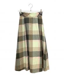BLUE LABEL CRESTBRIDGE（ブルーレーベルクレストブリッジ）の古着「チェックスカート」｜カーキ