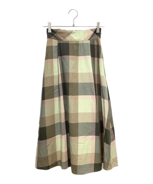 BLUE LABEL CRESTBRIDGE（ブルーレーベルクレストブリッジ）BLUE LABEL CRESTBRIDGE (ブルーレーベルクレストブリッジ) チェックスカート カーキ サイズ:34の古着・服飾アイテム