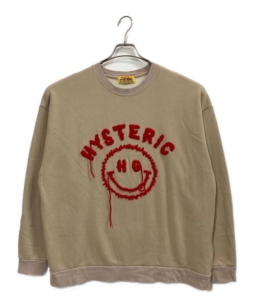 Hysteric Glamour（ヒステリックグラマー）Hysteric Glamour (ヒステリックグラマー) SMILE刺繍 オーバーサイズスウェット ベージュ サイズ:FREEの古着・服飾アイテム