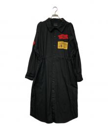Hysteric Glamour（ヒステリックグラマー）の古着「TICKET PATCH 長袖シャツワンピース」｜ブラック