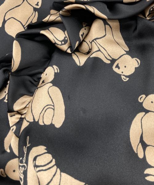 DOUBLE STANDARD CLOTHING（ダブルスタンダードクロージング）DOUBLE STANDARD CLOTHING (ダブルスタンダードクロージング) テディベア柄フリルブラウス ブラック×ブラウン サイズ:38の古着・服飾アイテム