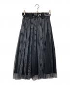 ESSENTIAL DESIGNSエッセンシャルデザインズ）の古着「ダイヤネットチュールプリントスカート」｜ブラック