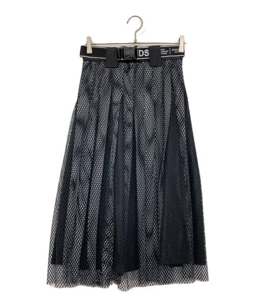 ESSENTIAL DESIGNS（エッセンシャルデザインズ）ESSENTIAL DESIGNS (エッセンシャルデザインズ) ダイヤネットチュールプリントスカート ブラック サイズ:36の古着・服飾アイテム