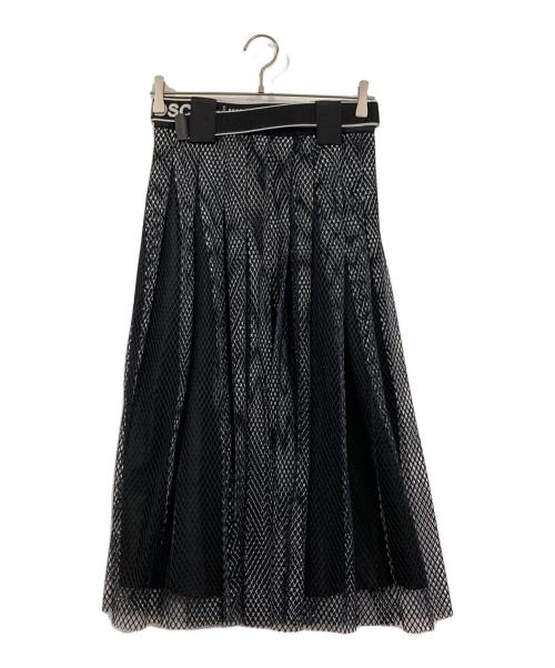 ESSENTIAL DESIGNS（エッセンシャルデザインズ）ESSENTIAL DESIGNS (エッセンシャルデザインズ) ダイヤネットチュールプリントスカート ブラック サイズ:36の古着・服飾アイテム