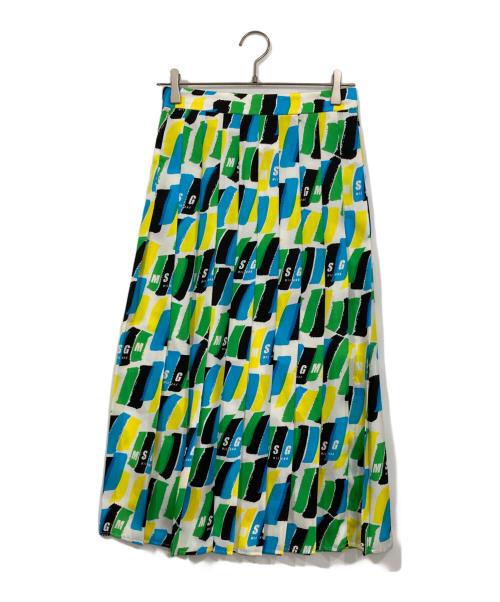 MSGM（エムエスジーエム）MSGM (エムエスジーエム) プリントプリーツスカート グリーン サイズ:38の古着・服飾アイテム