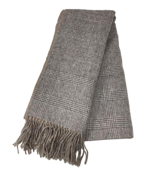 THROW（スロー）THROW (スロー) DOUBLE FACE GLEN チェック ストール ベージュ 未使用品の古着・服飾アイテム