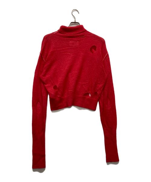 MM6 Maison Margiela（エムエムシックスメゾンマルジェラ）MM6 Maison Margiela (エムエムシックスメゾンマルジェラ) ダメージ加工ニット レッド サイズ:Sの古着・服飾アイテム