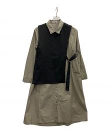 LOVELESS（ラブレス）の古着「ベストセット オーバーシャツドレス」｜カーキ