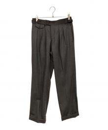 BEAMS F×IGARASHI TROUSERS（ビームスエフ×イガラシ トラウザーズ）の古着「別注フランネル 2プリーツ サイドアジャスター ワイドスラックス」｜グレー