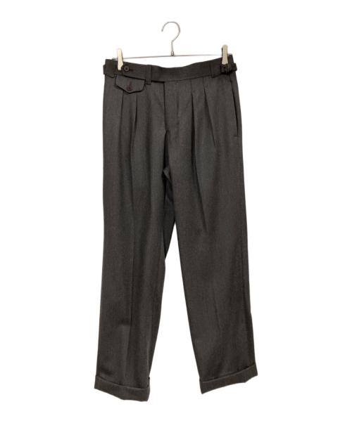 BEAMS F（ビームスエフ）BEAMS F (ビームスエフ) IGARASHI TROUSERS (イガラシ トラウザーズ) 別注フランネル 2プリーツ サイドアジャスター ワイドスラックス グレー サイズ:44の古着・服飾アイテム