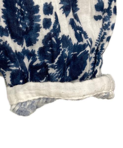 45R（フォーティファイブ・アール）45R (フォーティファイブ・アール) 二重織プリントのギャザードレス ホワイト サイズ:FREEの古着・服飾アイテム